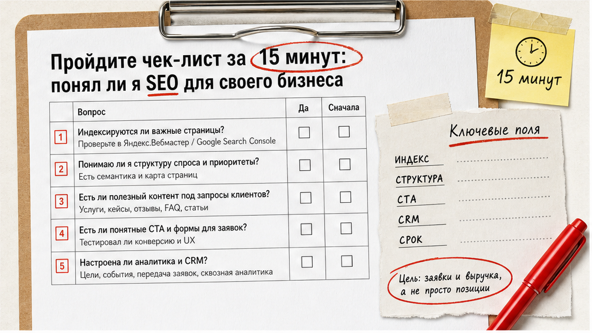 Чек-лист SEO для B2B: готовность сайта и воронки