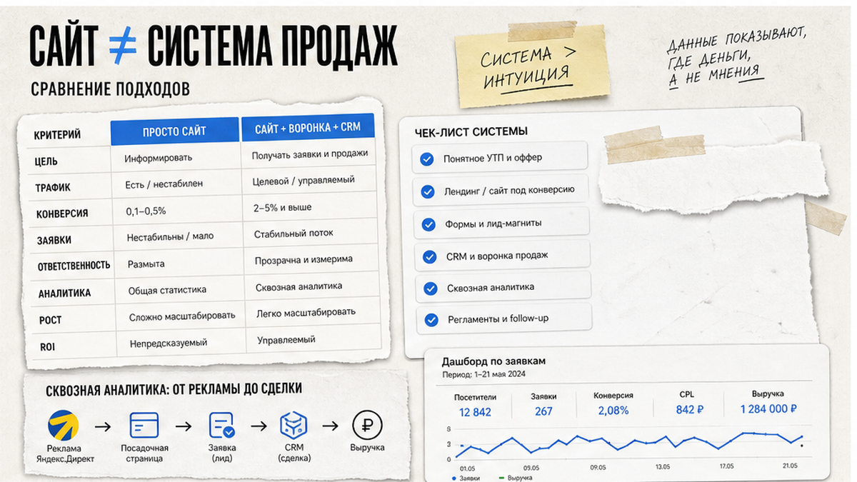 Сравнительная таблица / UI-мокап: Красивый сайт и продающий - не одно и то же