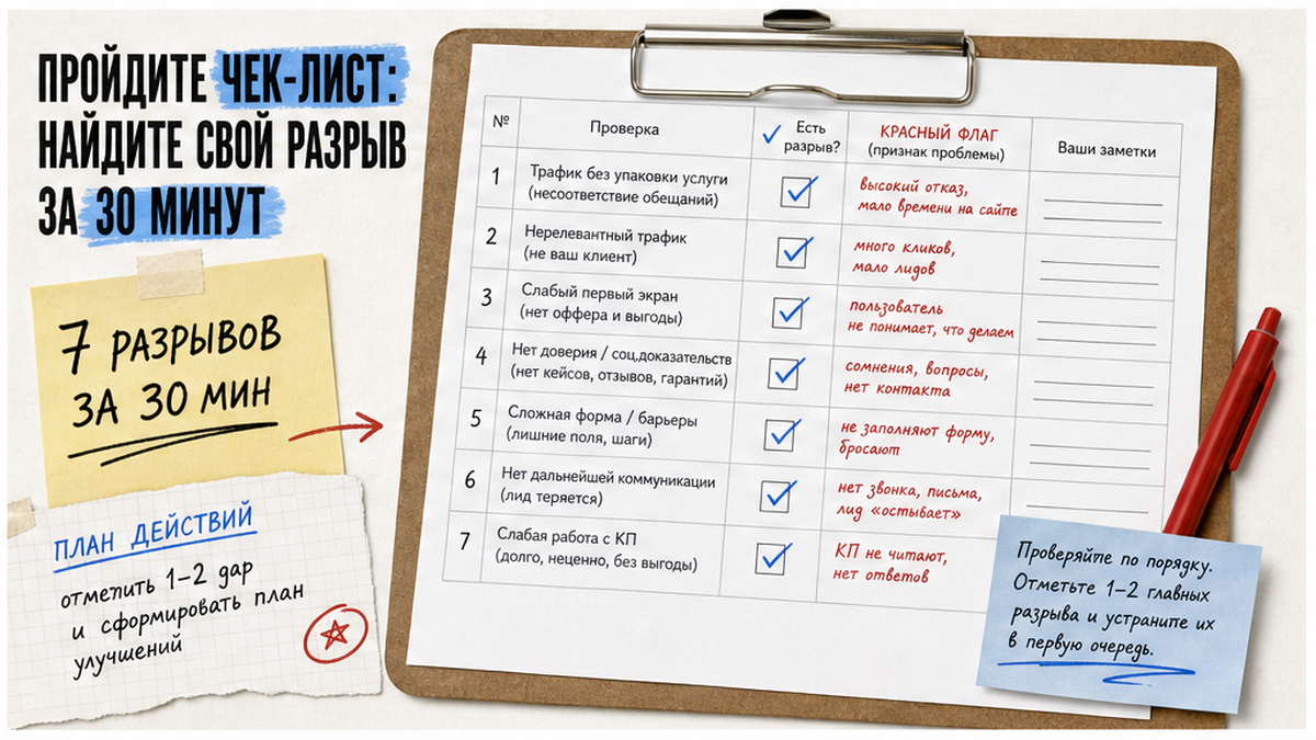 Чек-лист диагностики 7 разрывов B2B-маркетинга за 30 минут