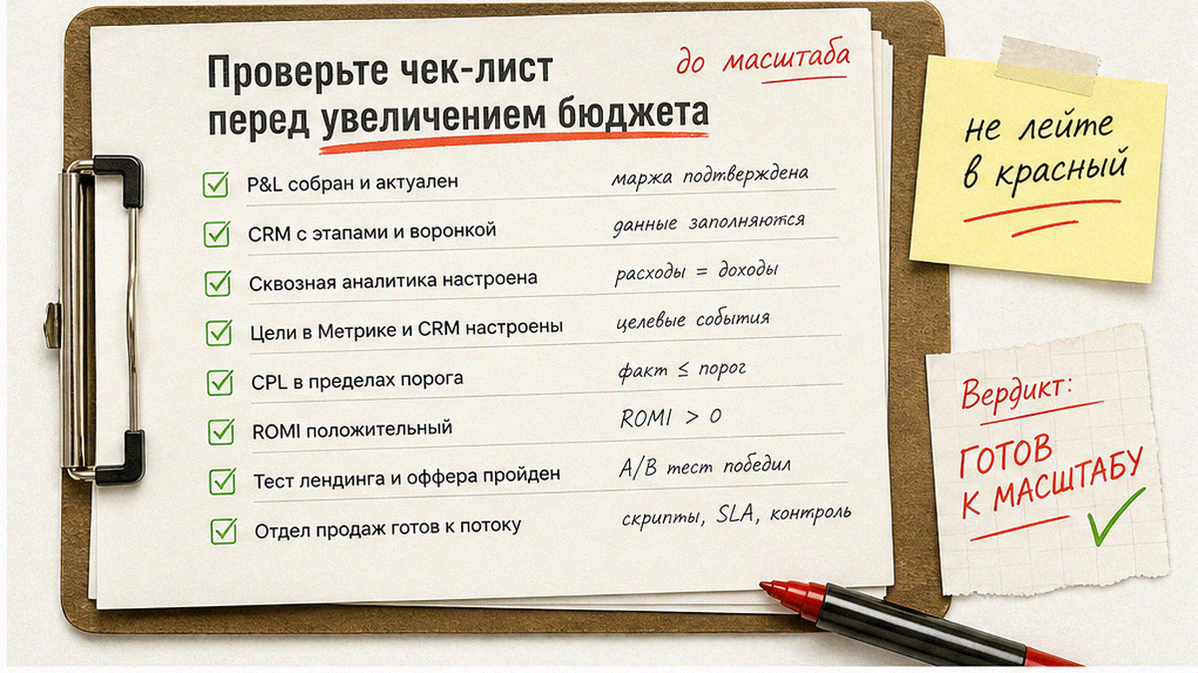 Чек-лист перед увеличением бюджета Яндекс Директа для услуг