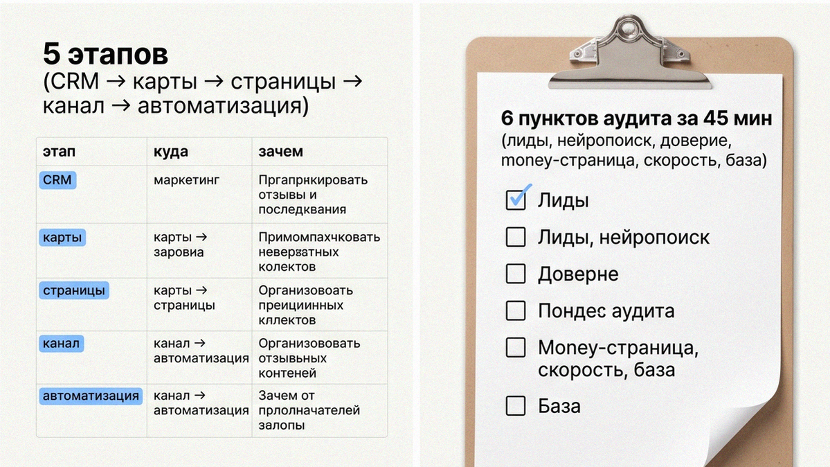 Быстрый аудит маркетинга услуг за 30-60 минут: шесть блоков чек-листа