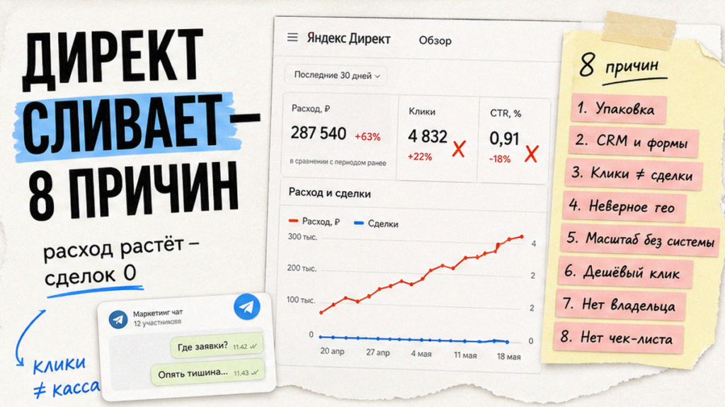 Почему Директ сливает бюджет на услугах: 8 причин