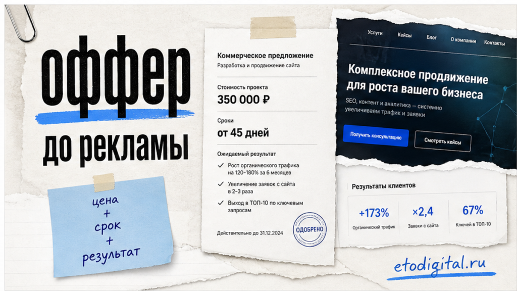 Как упаковать услугу в оффер: цена, срок, результат